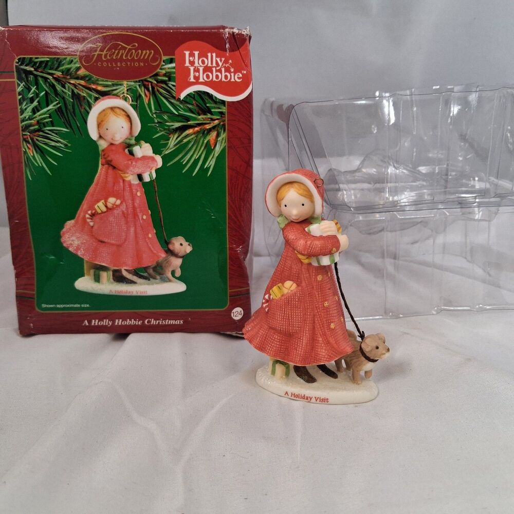 Holly Hobbie Christmas ornament  GR3 A Holiday Visit NIB Carlton 2002 Heirloom